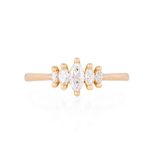 Warrior - 14k Gold Polished Band Marquise Lab-Grown Diamond Ring